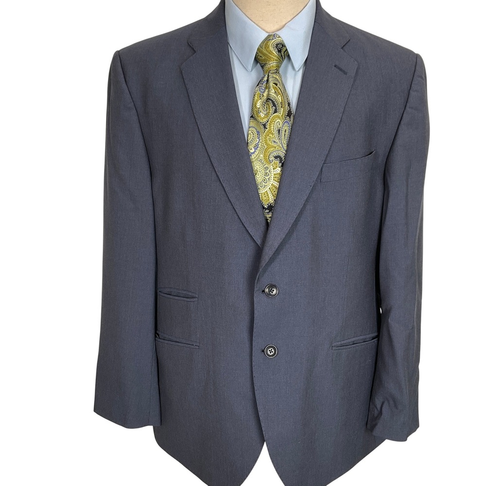 Charles Tyrwhitt Blazer Mens 46R Blue Slim Surgical Cuffs Fine Worsted Wool